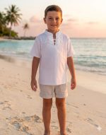 Camisa Niño Manga Corta Cordón Blanca