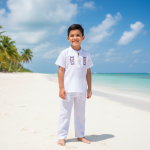 La prenda ideal para el verano, combinando frescura y estilo minimalista para el guardarropa infantil. Este conjunto de dos piezas está confeccionado en un tejido ligero y altamente transpirable (tipo lino o algodón crudo), garantizando la comodidad en días cálidos. La camisa tipo túnica presenta un cuello mao, manga corta y un escote ajustable con cordones rústicos. El pantalón, de corte relajado, complementa el look con una cintura cómoda y ajuste casual. Es la base perfecta para cualquier ocasión de verano, desde paseos por la playa hasta eventos formales de día. Ideal para: Bodas de día, vacaciones, eventos de verano y fotografía.