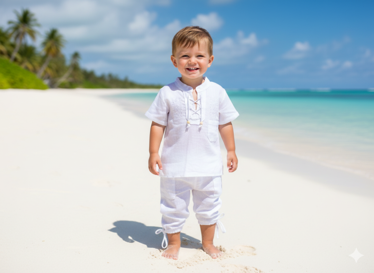 Este conjunto es ideal para los primeros eventos y paseos de tu pequeño. Pensado en su comodidad, famosa por su suavidad y transpirabilidad, perfecta para mantenerlo fresco y seco en climas cálidos. La camisa tipo túnica facilita el cambio de ropa gracias a su escote con cordones rústicos. El pantalón incluye una cintura elástica muy suave y un corte holgado, ideal para el pañal y para gatear o jugar libremente. Un look puro, fresco y elegante para bautizos, cumpleaños y fotos de vacaciones. Tallas: Diseñado para las tallas más pequeñas (2-3 años).