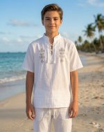 Camisa Niño Manga Corta Cordón Blanca - Image 3