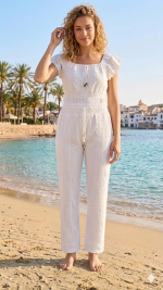 Pantalón Pareo Blanco Bordado Alfrente - Image 2