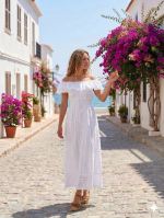 Vestido Largo Blanco Mangas R.2726 - Image 2