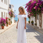 Vestido Largo Blanco Mangas R.2726