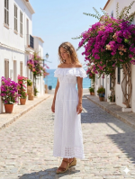Vestido Largo Blanco Mangas R.2726