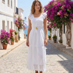 Vestido Largo Blanco Tiras Anchas Tabita R.2723