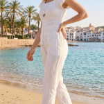 Pantalón Pareo Blanco Bordado Alfrente