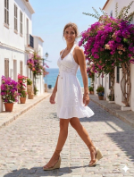 Vestido Corto Blanco Amarra Graciela - Image 2