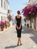 Vestido Largo Hilo Negro - Image 2