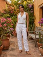 Pantalón Blanco Bordado Al Lateral Tabita