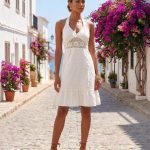Vestido Corto Amarrar Beige Graciela