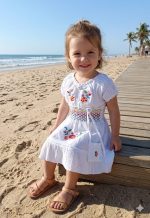 Vestido Niña Bordado con Bolso