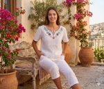 Blusa M Blanca Bordada Hindú Cerrada R.3475