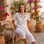 Blusa M Blanca Bordada Hindú Cerrada R.3475