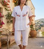 Blusa XL Blanca Bordada Hindú Abierta R.3499 - Image 2
