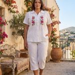 Blusa XL Blanca Bordada Hindú Abierta R.3499