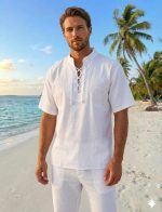 Camisa Blanca Cordón Bordada Manga Corta Tabita R.3356 - Image 2