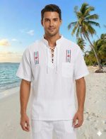 Camisa Blanca Cordón Bordada Manga Corta Tabita R.3356 - Image 3