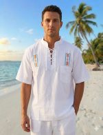 Camisa Blanca Cordón Bordada Manga Corta Tabita R.3356