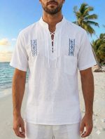 Camisa Blanca Cordón Bordada Manga Corta Tabita R.3356 - Image 4