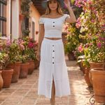 Falda Blanca Larga Botón Tabita R.3166