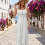 Vestido Largo Blanco Tiras Botón Tabita R.3371