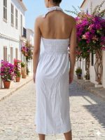 Vestido Largo Blanco Amarrar Malla Tabita R.3422 - Image 2