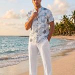 Camisa Estampada Caballero Flores Azul