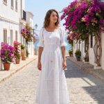 Vestido Blanco Largo Mangas Graciela