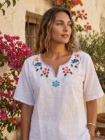 Blusa L Blanca Bordada Hindú Cerrada R.3535 - Image 2