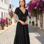 Vestido Negro Largo Mangas Graciela