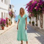 Vestido Largo Verde Menta Mangas Graciela