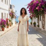 Vestido Largo Beige Mangas Graciela