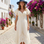 Vestido Largo Beige Puntas Peruano Largo Tabita