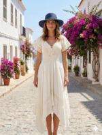 Vestido Largo Beige Puntas Peruano Largo Tabita