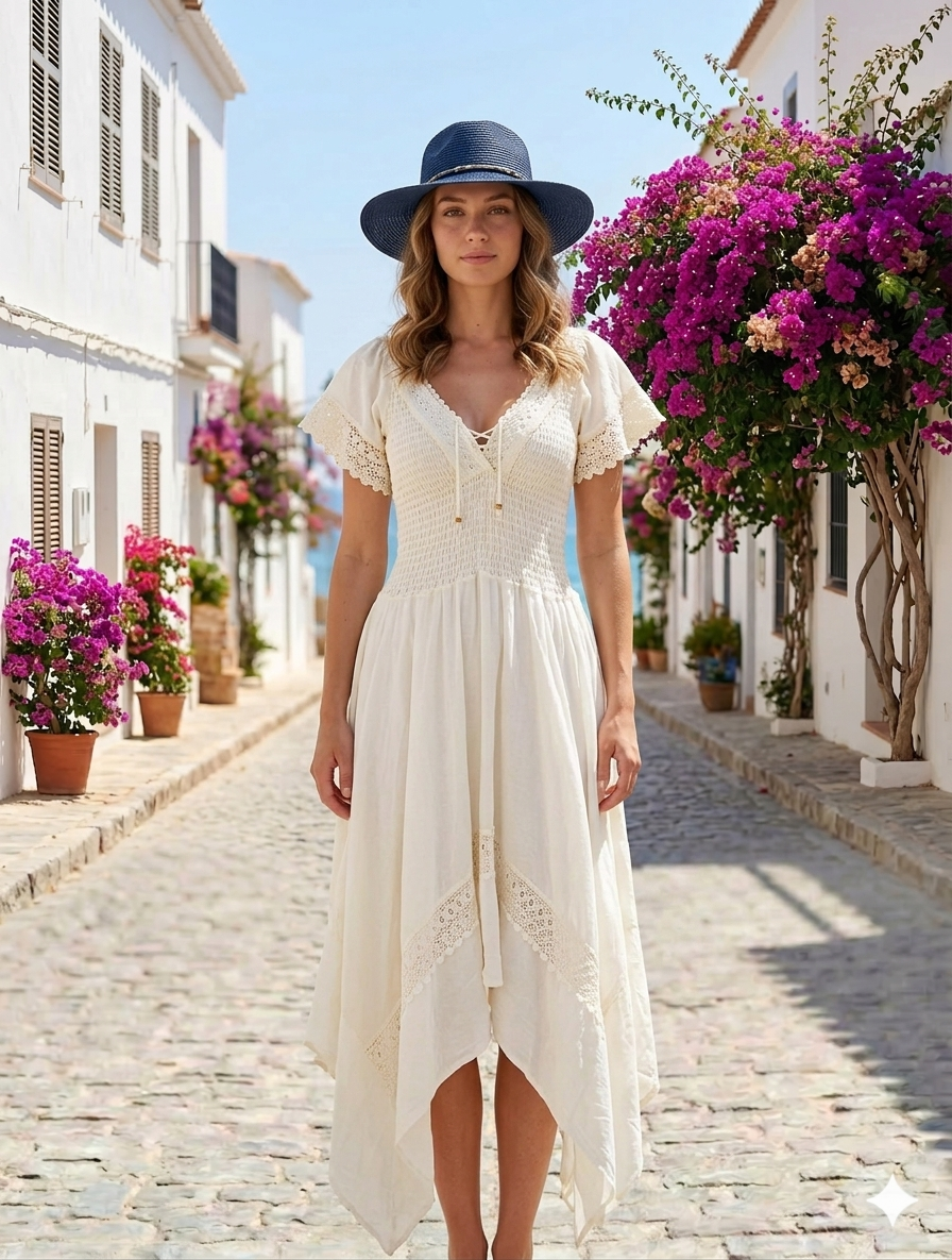 COD 3733Vestido Largo Beige Puntas Peruano Largo Tabita (1) Vestido Largo Beige Puntas Peruano Largo Tabita - Image 1