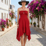 Vestido Largo Rojo Puntas Peruano Largo Tabita