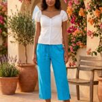 Capri Azul Aguamarina Hindú Bordado