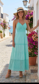 Vestido Largo Verde Menta Amarrar Tabita - Image 2