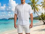 Guayabera Blanca Bordada Cuello Piloto Manga Corta Graciela - Image 4