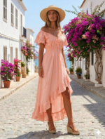 Vestido Largo Salmon Bolero Tabita - Image 2