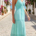 Vestido Largo Verde Menta Amarrar Tabita