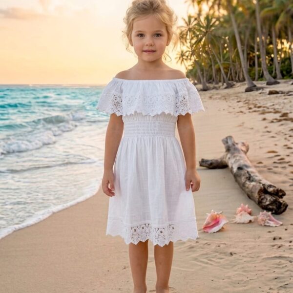 Vestido Niña Cuello Bandeja Blanco