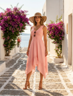 Vestido Largo Salmon Puntas Peruano Tabita
