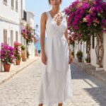Vestido Largo Blanco Doble Tira Resorte Malla Tabita R.4323