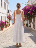 Vestido Largo Blanco Doble Tira Resorte Malla Tabita R.4323 - Image 2