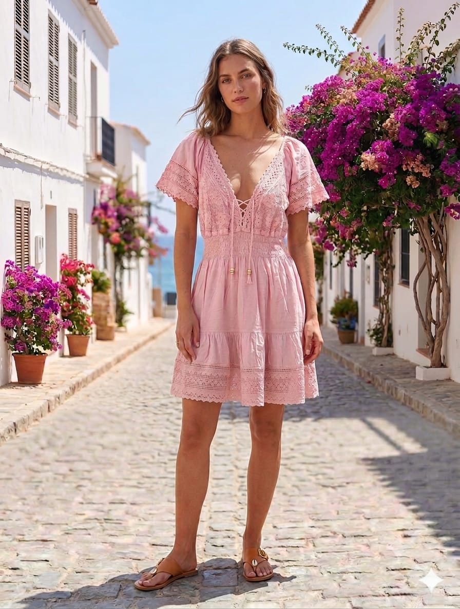 Vestido Corto Palo De Rosa Manga Tabita R.4946 Vestido Corto Palo De Rosa Manga Tabita R.4946 - Image 1
