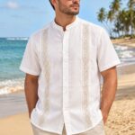 Guayabera Beige Manga Corta Cuello Piloto Graciela