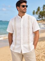 Guayabera Beige Manga Corta Cuello Piloto Graciela