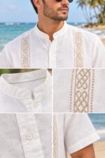 Guayabera Beige Manga Corta Cuello Piloto Graciela - Image 2