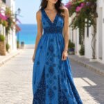 Vestido Largo Azul Tiras Hindú R.5517